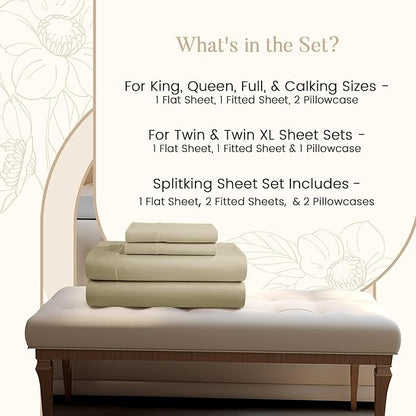 Bed Sheets King Size Sheets Set, 800 Thread Count King Size Bedding Sheets & Pillowcases, Soft & Comfy Thick Cotton 15" Deep Pocket Breathable Bed Sheet, No Pill & Shrink, Machine Washable- Linen