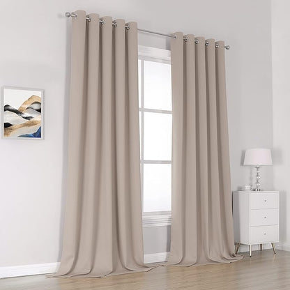 DUALIFE Light Coffee Color Curtains for Bedroom Light Brown Blackout Curtain Panels 120 Inch Thermal Insulated Room Darkening Solid Widow Drapes Grommet Top 60Wx120L 2 Panels Set
