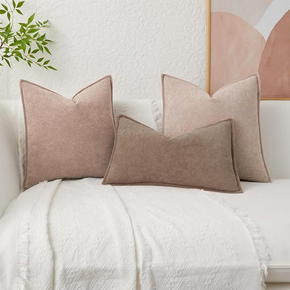 Kevin Textile Waterproof Decorative Pillow Covers Khaki 20x20 Inch Pack of 2 Soft Boucle Textured Throw Pillowcases Elegant Accent Pillows for Couch Sofa Chair Bed Home Decor Indoor Outdoor