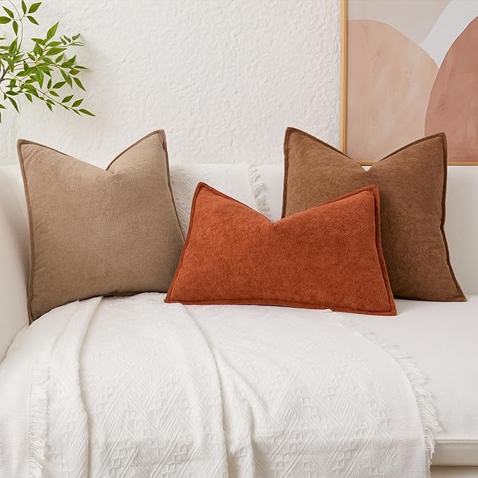 Kevin Textile 16x24 Inch Lumbar Pillow Cover 1 Pack Soft Boucle Textured Decorative Waterproof Rectangle Cushion Elegant Accent Pillow for Couch Sofa Chair Bed Home Decor Indoor Outdoor Brown