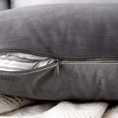 MIULEE Velvet Throw Pillow Covers 12x20 Inch, Pack of 2 - Dark Grey, Soft Solid Lumbar Decorative Pillow Covers Modern Luxury Home Decor for Chair Couch Sofa Bedroom Livingroom