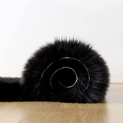 Faux Fur Rug Runner 2x6 ft Black - Machine Washable Super Soft Plush Shaggy Fluffy Area Carpet,Sheepskin Rug Fuzzy Floor Mat for Bedroom, Sofa,Living Room, Bedside, Nursery & Kids Room