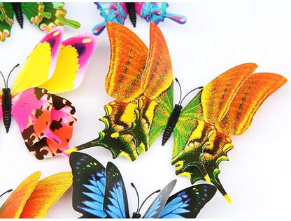 Somotersea 24Pcs 3D Butterfly Wall Decor - Removable Butterfly Decoration for Girls Room & Birthday Party - Colourful