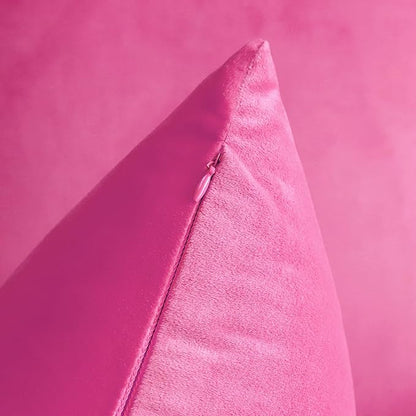 Artscope Luxury Velvet Pillow Covers Decorative Square Pillowcases Soft Solid Cushion Cases for Couch Sofa Bedroom Home Decor 24x24 Inch Hot Pink