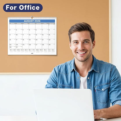 Dunwell 2026 Wall Calendar 12x15 (Blue), Large Lined Monthly Calendar, Jan – Dec 2026, 12 x 15 Size, Professional Style for Home, Office, School or Organization