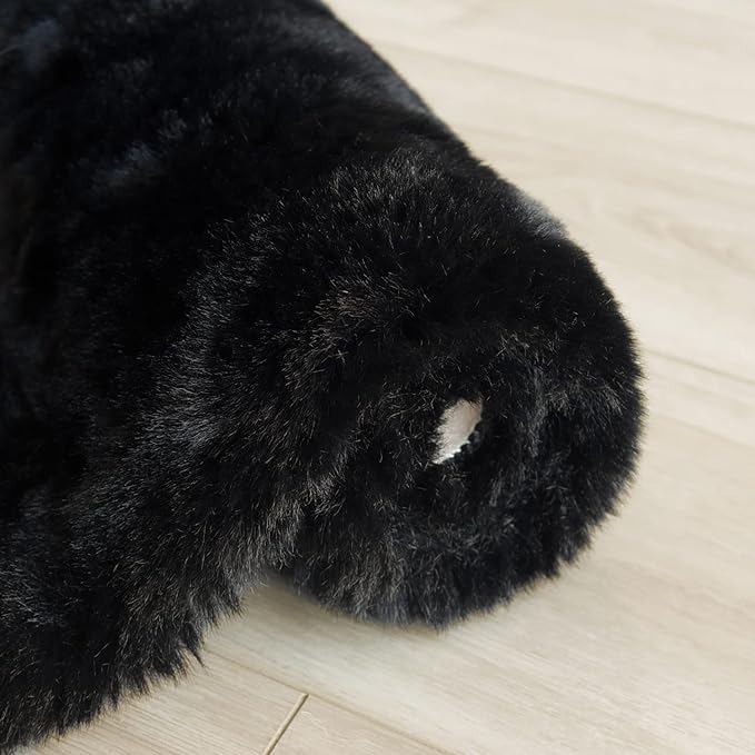 Black Fluffy Rug 5x7 Area Rugs for Bedroom Fuzzy Rabbit Washable Fur Rugs for Living Room Teen Room Nursery Rectangle Rug