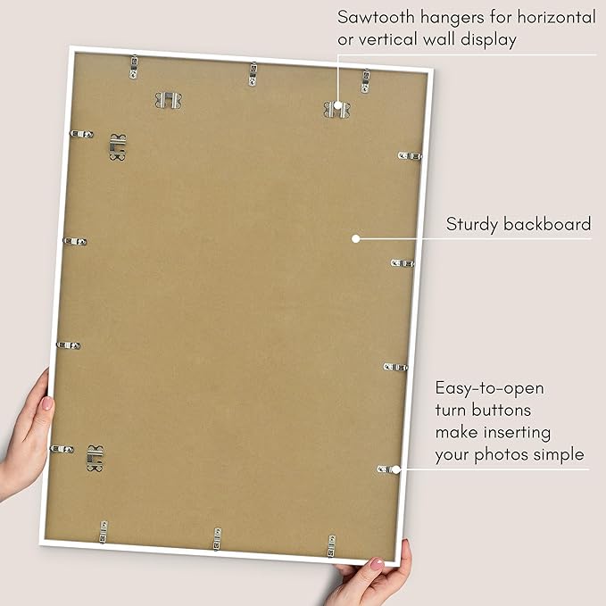 Americanflat 24x34 Poster Frame with Polished Plexiglass - Use as 20x30 Frame with Mat or Display 24x34 Photo Without Mat - Streamline Collection - Thin Border Picture Frames for Wall - White