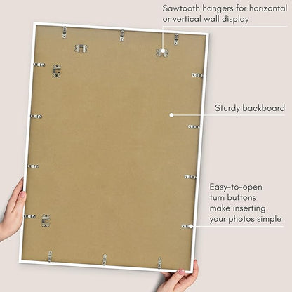 Americanflat 24x34 Poster Frame with Polished Plexiglass - Use as 20x30 Frame with Mat or Display 24x34 Photo Without Mat - Streamline Collection - Thin Border Picture Frames for Wall - White