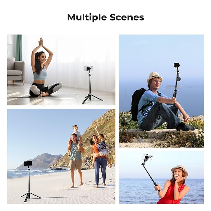 K&F CONCEPT Popod 72" Phone Tripod, 3-in-1 Clip & Magnetic Selfie Stick with Remote, Automatic Phone Tripod Stand, Compatible with iPhone 17-12 Series Android Phones 1/4" Screw Accessories