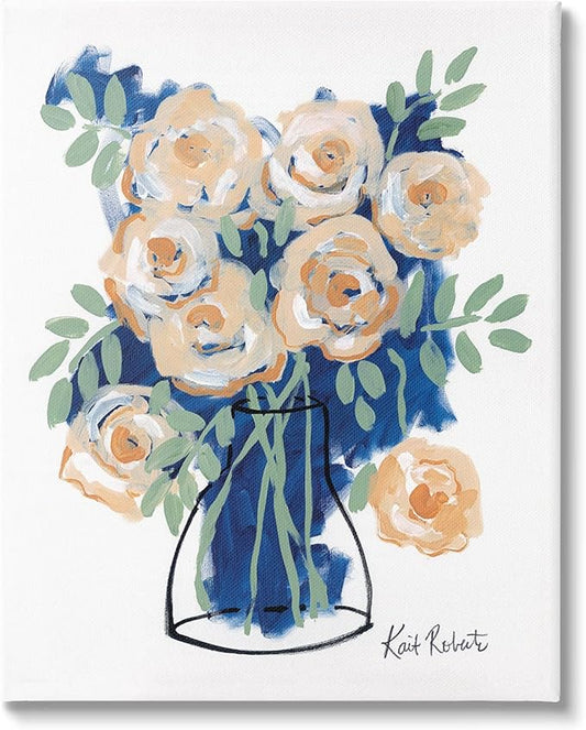 Stupell Industries Abstract Flower Swirls Pink Roses Line Art Vase, Design by Kait Roberts