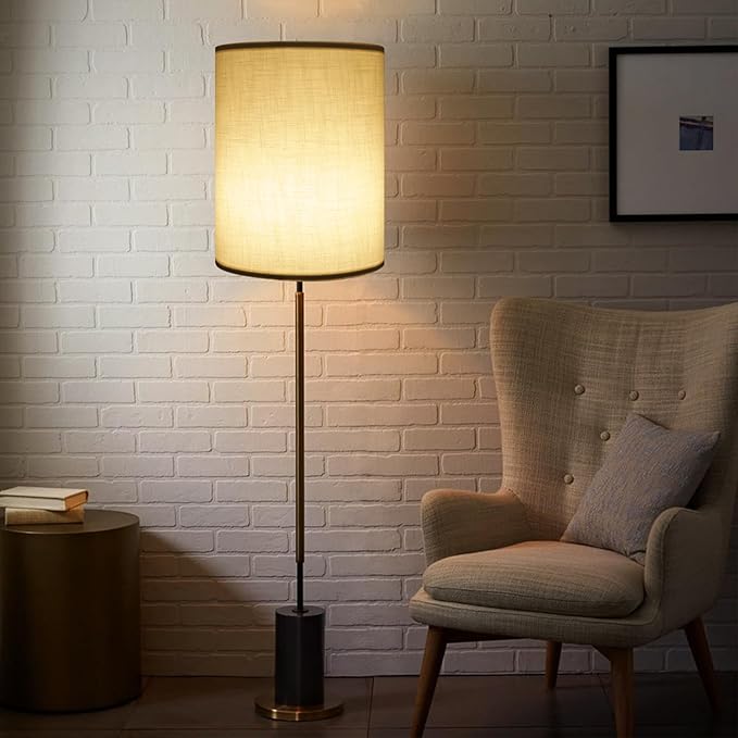Tall Lamp Shade, White Drum Lampshade for Table Lamps Floor Lamp, 10" Top X 10" Bottom X 13" High Large Line Fabric Lamp Shade, Easy Assembly Replacement Lampshades