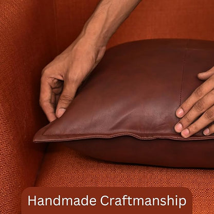 LL LEATHER LOVERS Genuine Lambskin Leather Pillow Cover, 18x18 Inch Case for Lumbar Throw Couch Pillows, Thick & Soft Cushion Covers for Sofa Bed Home Décor (Antique Dark Brown Box Pack of 1)