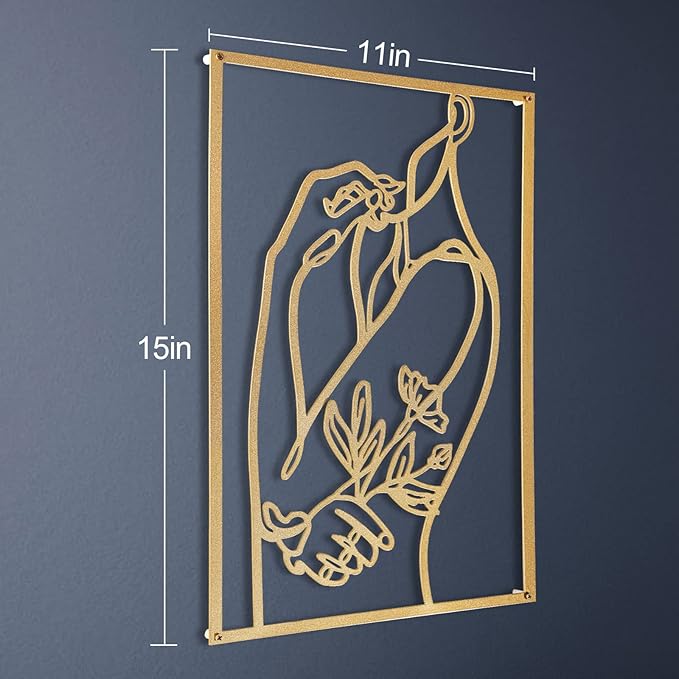3 Pcs Gold Wall Decor Above Bed Minimalist for Living Room Metal Line Art - Female Body, Gold Room Decor for Bedroom Modern Wall Art for Indoor 15inch