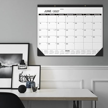 Desk Calendar 2026,January 2026 to June 2027,Desk calendar 2026 Large 22x17, Calendar 2026 with PVC Cover,Round Holes& NOTES List (Black),18 Months 2026 Desk Calender.