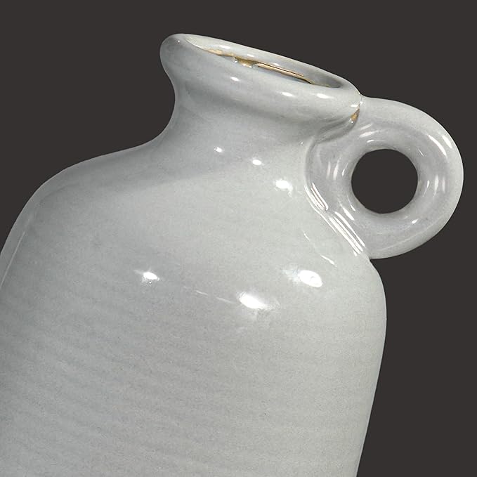 Sunddo Gray Ceramic Vase 10 Inch - Tall Modern Decorative Vase with Handle, Centerpieces, Living Room, Balcony, Living Room Dining Table Decor