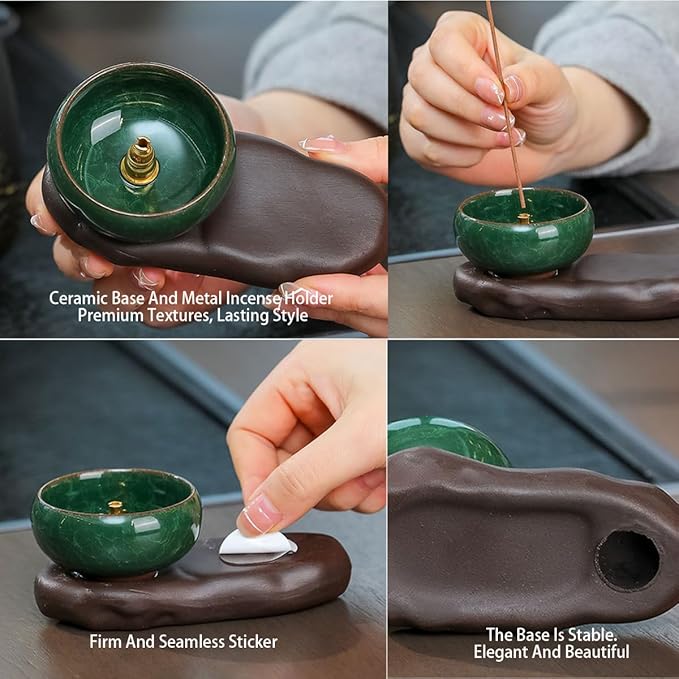Fishing Panda Incense Holder Cute Animal Figurine Incense Burner Ash Catcher Creative Cartoon Resin Panda Statue for Home Room Decor Meditation Yoga Spa