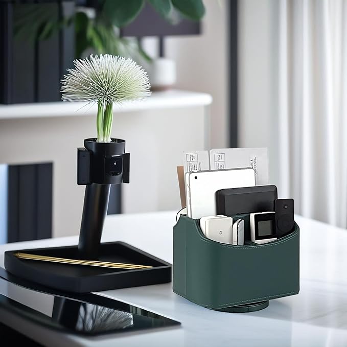 UnionBasic Rotating Desk Organizer, 360 Degree Desk Spinning Caddy, Desktop TV Guide/Mail/Media/Remote Controller Holder Organizer, Vintage Green