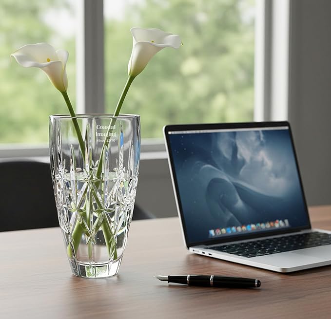 Marquis by Waterford Personalized 9" Sparkle Vase, Custom Engraved Crystal Vase for Flowers, Elegant Home Decor