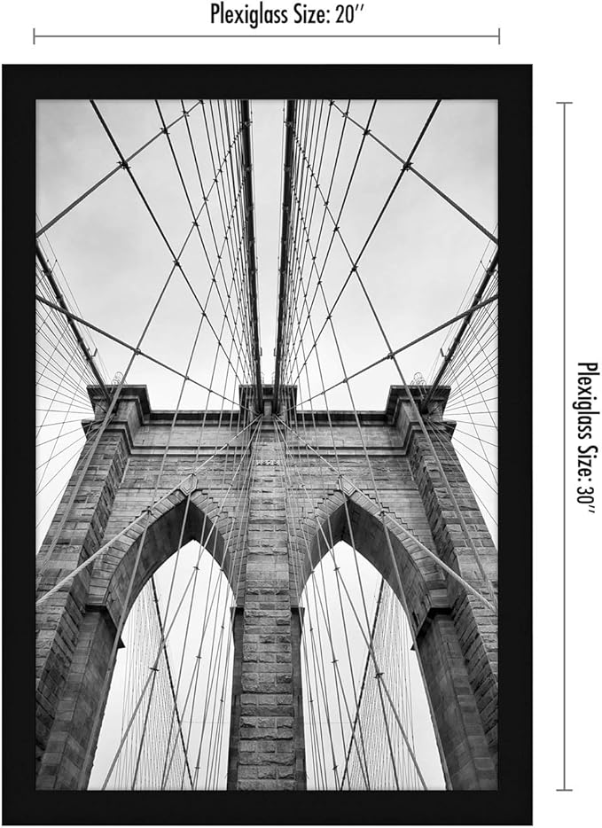 Americanflat 20x30 Poster Frame with Polished Plexiglass - Black Picture Frame - Wide Photo Frames Made of Engineered Wood for Vertical or Horizontal Wall Display - Epic Collection - Black