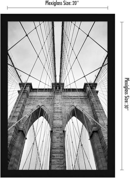 Americanflat 20x30 Poster Frame with Polished Plexiglass - Black Picture Frame - Wide Photo Frames Made of Engineered Wood for Vertical or Horizontal Wall Display - Epic Collection - Black