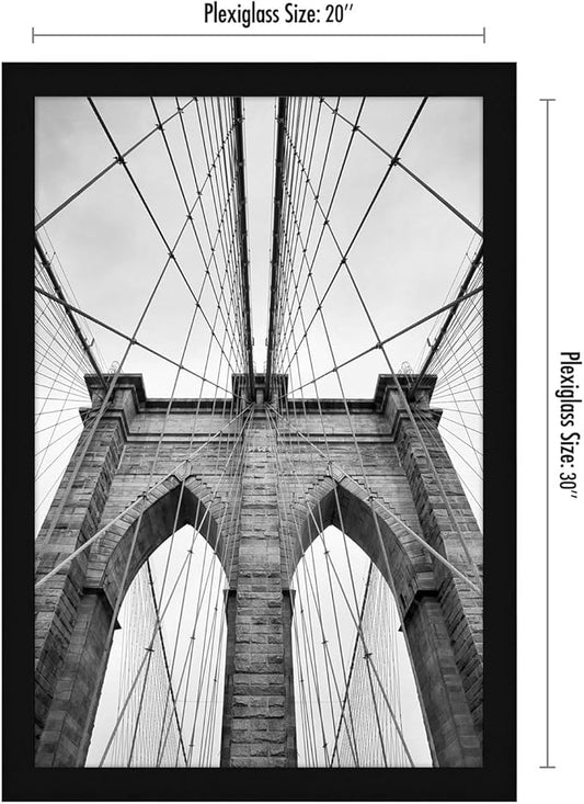 Americanflat 20x30 Poster Frame with Polished Plexiglass - Black Picture Frame - Wide Photo Frames Made of Engineered Wood for Vertical or Horizontal Wall Display - Epic Collection - Black