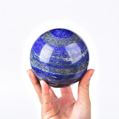 JIC Gem Extra Large Lapis Lazuli Quartz Crystal Sphere,Decorative Crystal Ball Blues Gemstone Sphere for Meditation,Office Table Decorations 100-110mm