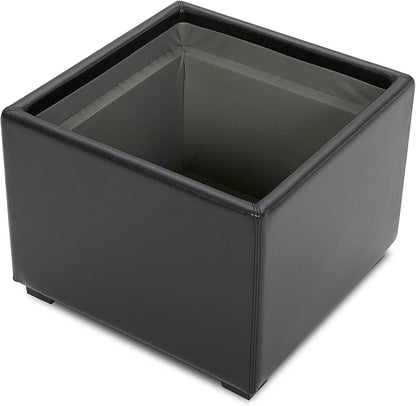 CHITA Storage Ottoman Cube with Tray Lid, Small Footstool with Storage, Square End Table for Living Room and Bedroom, Faux Leather in Black