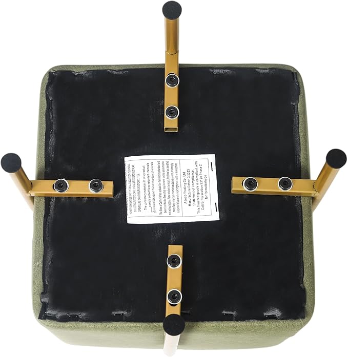 Adeco Upholstered Tufted Square Storage Ottomans, Olive Green Modern Fabric Footrest Ottomans with Storage for Couch Small