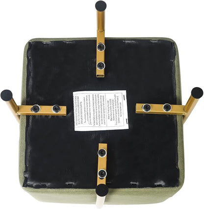Adeco Upholstered Tufted Square Storage Ottomans, Olive Green Modern Fabric Footrest Ottomans with Storage for Couch Small