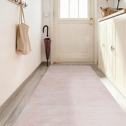Pink Entryway Rugs, Boho Abstract Modern Cute Runner Rug for Hallway,3x8