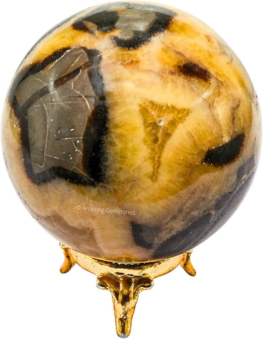 Amazing Gemstone Septarian Crystal Ball with Stand - 3 Inches Large Crystal Sphere Meditation Balls for Witchcraft and Decorative Balls