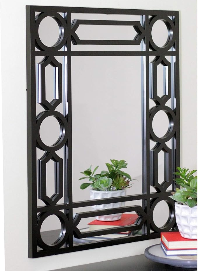 Northlight 29.5" Black Framed Geometric Style Rectangular Wall Mirror