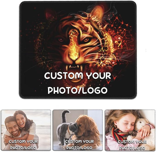 Custom Mouse Pad, Personalized Mouse Pad with Your Photo Text Logo, Customized Non-Slip Mousepad for Home Office and Computer Gaming Desk
