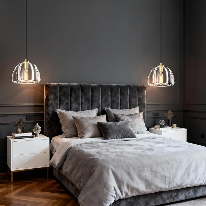 Modern Gold Pendant Lights Kitchen Island Ceiling Chandelier Indoor Crystal Hanging Light Fixtures for Dining Room Kitchen Living Room Bedroom（B-1Pack）