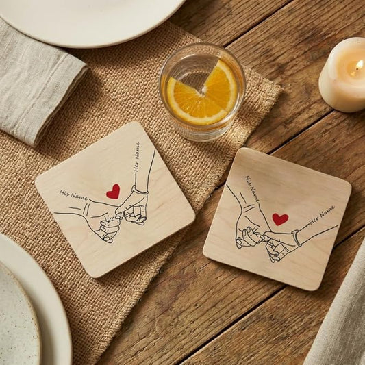 Luxury Custom Couples Wooden Coaster, Gifts for Boyfriend Girlfriend, Valentines Day Gift Gor Him Her, Wedding, Birthday, Anniversary, Christmas 3