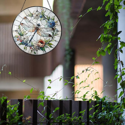 Dragonfly Gifts for Women, 7.8'' Dragonfly Sun Catcher Stained Glass Window Hanging SunCatchers Indoor Window Wall Decor Handmade SunCatcher Decoration for Garden Home Housewarming Gifts