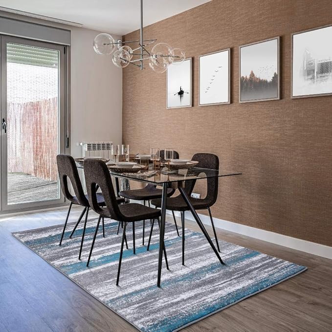 LUXE WEAVERS Modern Abstract Turquoise 6x9 Area Rug