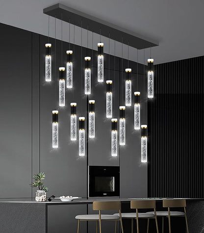16-Lights Modern Cystal for Kitchen Island LED Dimmable Pendant Lighting Fixture Crystal Chandelier Light Fixtures for Dining Room