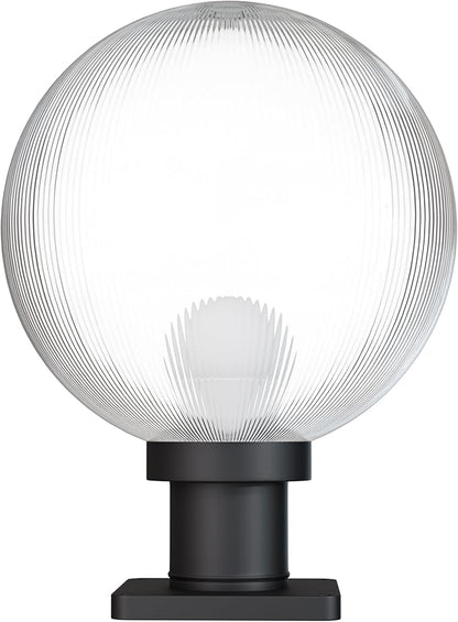 KASTLITE 12" Globe Pier Mount Outdoor Lighting with LED Lamp | UV & Waterproof Pillar & Column Lights | Deck Driveway Yard Patio & Garden Fixture | Made in USA | Prismatic Cover, Black Basic Base