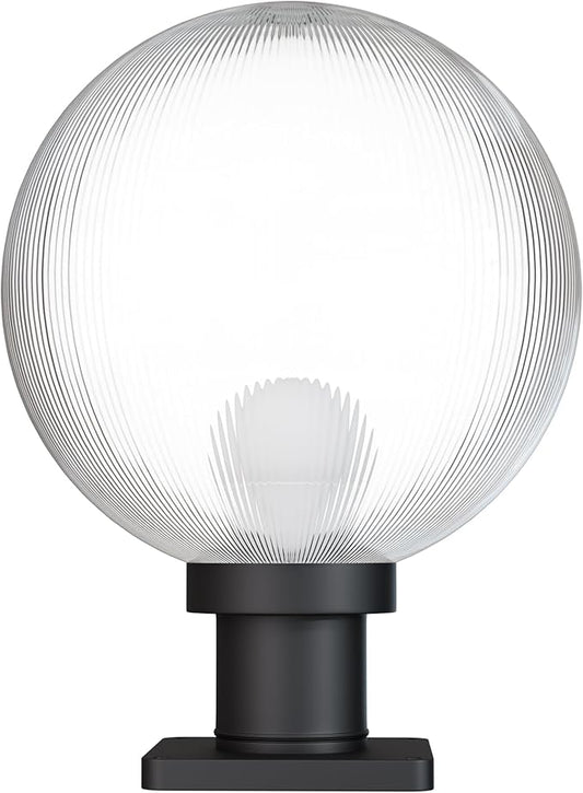 KASTLITE 12" Globe Pier Mount Outdoor Lighting with LED Lamp | UV & Waterproof Pillar & Column Lights | Deck Driveway Yard Patio & Garden Fixture | Made in USA | Prismatic Cover, Black Basic Base