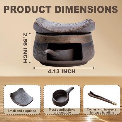 Ceramic Aromatherapy Stove Essential Oil Burner, Aromatherapy Burner for Herbs, Tealight Wax Warmer, Tea Light Candle Holders Teapot Warmer, Zen Incense Burner Kit for Home Office