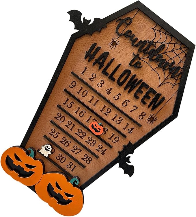 Halloween Bat Ghost Calendar, Spooky Wooden Block, Mobile Kids Calendar, Party Decoration