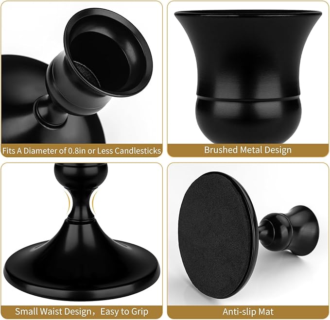 Black Candle Holder Taper Candle Holders, Set of 9 Candlestick Holders Decor for Home Decor, Metal Taper Candleholder for Fall Thanksgiving Halloween Christmas Table Fireplace Decor (9, Black)