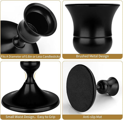 Black Candle Holder Taper Candle Holders, Set of 9 Candlestick Holders Decor for Home Decor, Metal Taper Candleholder for Fall Thanksgiving Halloween Christmas Table Fireplace Decor (9, Black)