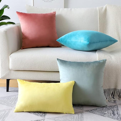 Artscope Luxury Velvet Pillow Covers Super Soft Decorative Square Throw Pillow Covers Case Cushion Covers for Sofa Couch Bedroom Car Decor 16x16 Inch Light Grey