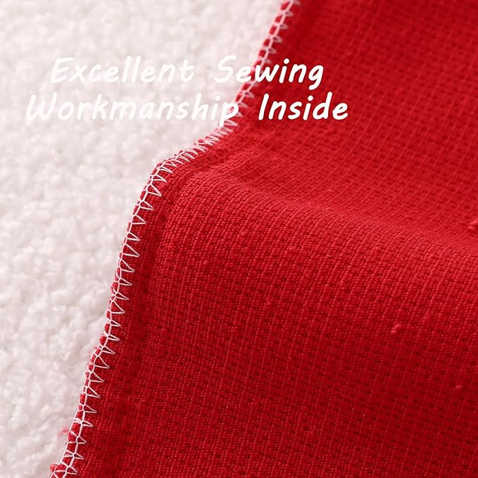 FUTEI Christmas Pack of 2 Red Decorative Throw Pillow Covers 26x26 Inch Soft Cozy Solid Boucle Textured Euro Pillow Shams,Modern Home Decor for Couch Bed Living Room
