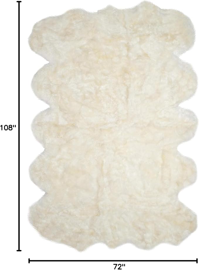 SAFAVIEH Sheep Skin Collection Area Rug - 6' x 9', Natural & White, Handmade Rustic Glam Genuine Pelt, 3.4-inch Thick Ideal for High Traffic Areas in Living Room, Bedroom (SHS211A)