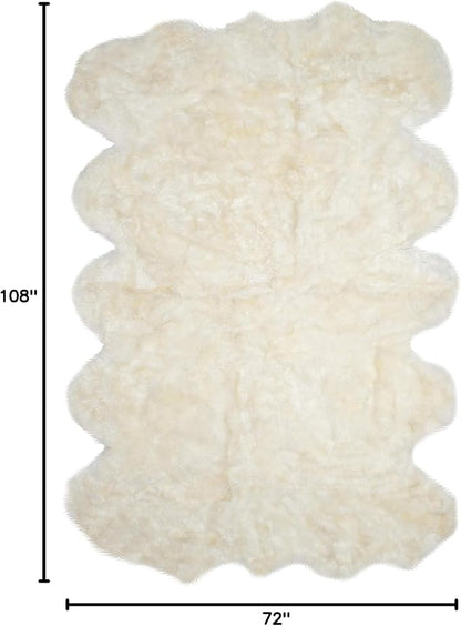 SAFAVIEH Sheep Skin Collection Area Rug - 6' x 9', Natural & White, Handmade Rustic Glam Genuine Pelt, 3.4-inch Thick Ideal for High Traffic Areas in Living Room, Bedroom (SHS211A)