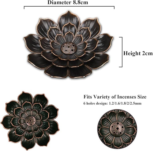 Incense Burner - Incense Stick Holder 6 Incense Holes with Detachable Ash Catcher