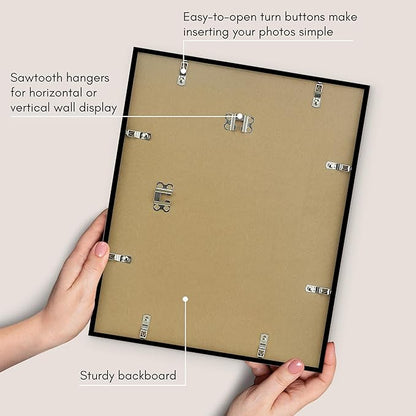 Americanflat 13x16 Picture Frame with Polished Plexiglass - Use as 10x13 Frame with Mat or Display 13x16 Photo Without Mat - Streamline Collection - Thin Border Picture Frames for Wall - Black